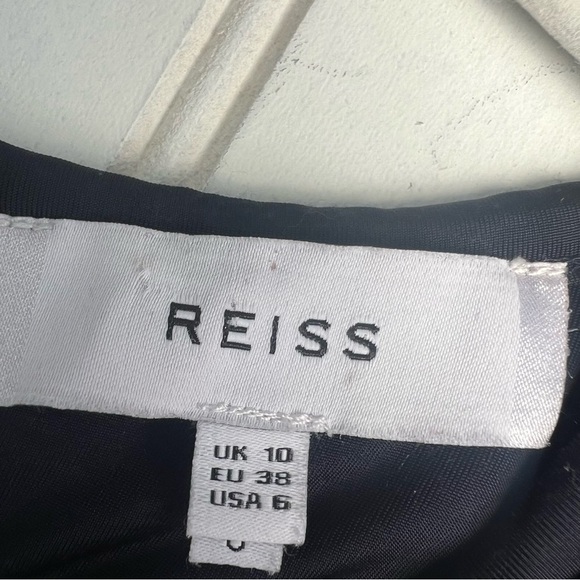 Reiss Size 6 Navy Blue Textured Mesh Cap Sleep Sheath Granger Dress - Picture 5 of 7